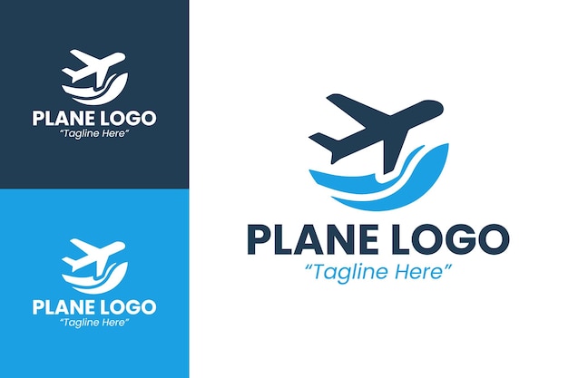 Logos de aviones modernos y limpios para la marca de negocios de aviación en azul