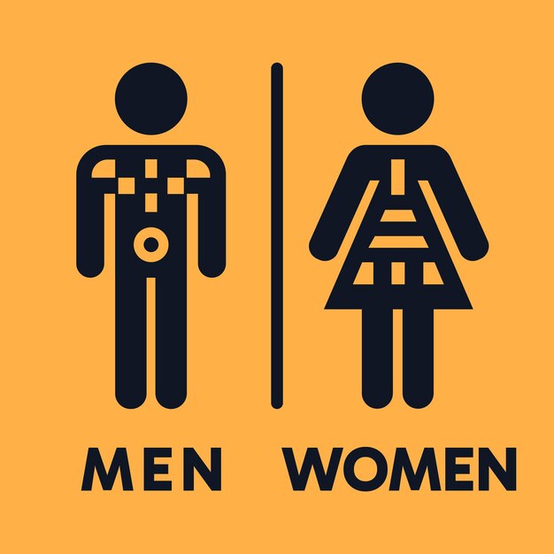 Logos de baños masculinos y femeninos estilo de diseño diferente con texto hombres y mujeres Vector