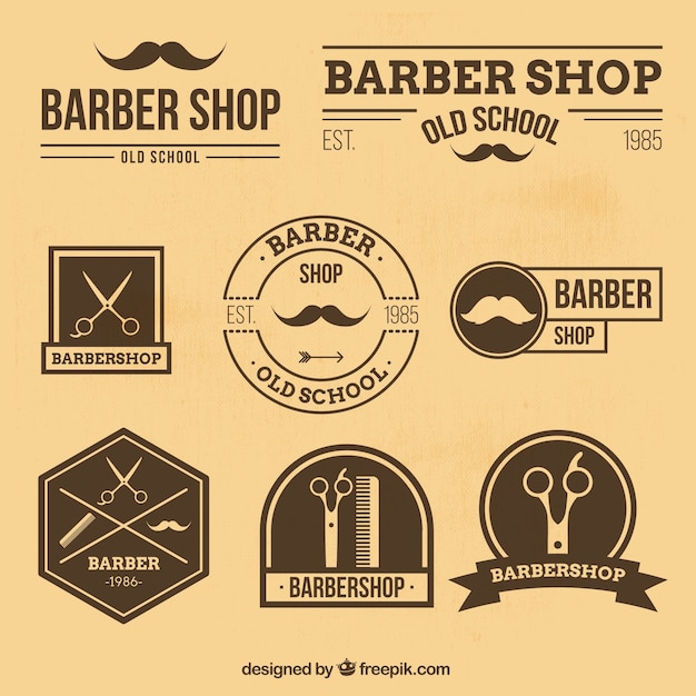 Logos de barbería en estilo retro