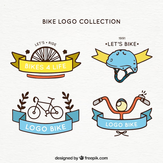 Vector logos de bicicleta con estilo a mano