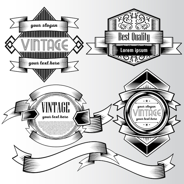 Vector logos en blanco y negro con lazos