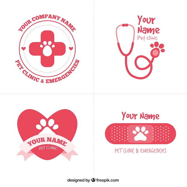 Vector logos bonitos rojos de veterinaria