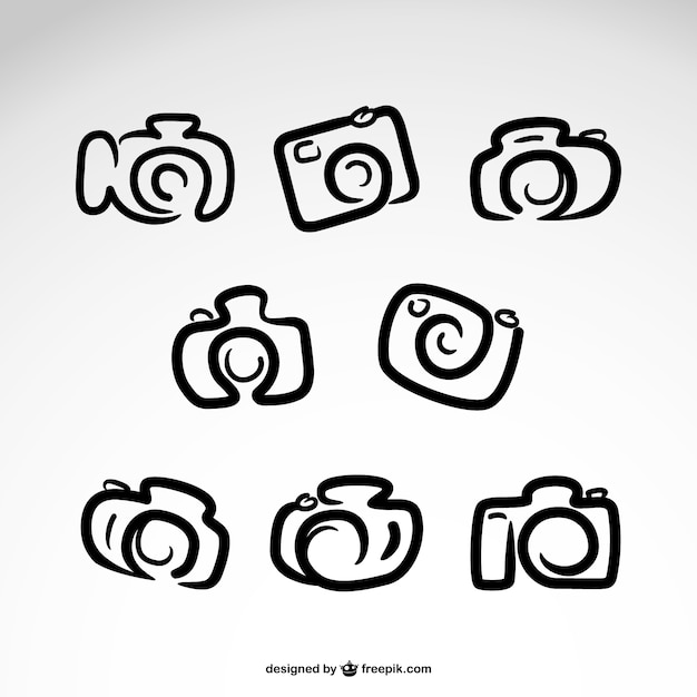 Logos de cámara dibujados a mano
