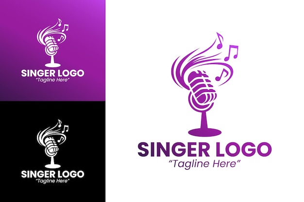 Logos de cantantes elegantes en púrpura y negro para la identidad musical profesional