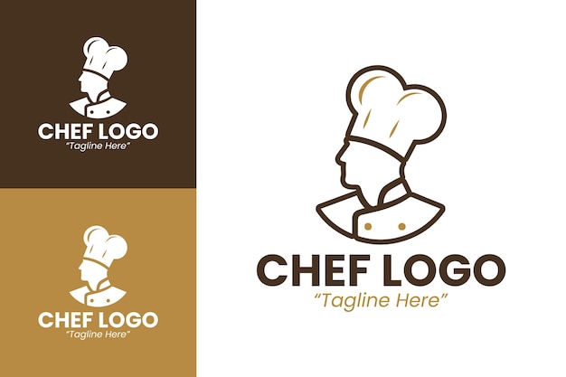 Logos de chefs profesionales y creativos en marrón para la marca de la industria alimentaria