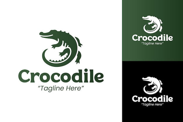 Logos de cocodrilo personalizables en verde perfectos para negocios ambientales y de vida silvestre