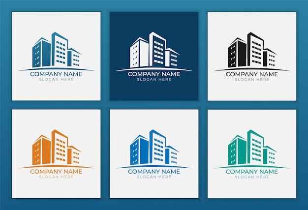 Logos de construcción profesionales para empresas inmobiliarias y de construcción