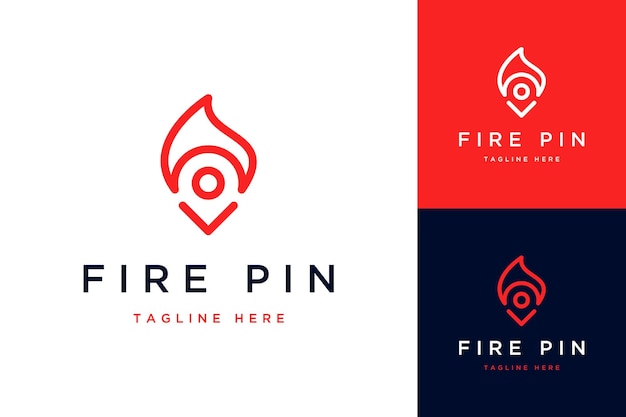 Vector logos de diseño de tecnología o pines con fuego.