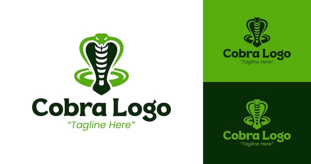 Logos elegantes de Cobra en verde y negro para marcas digitales e impresas