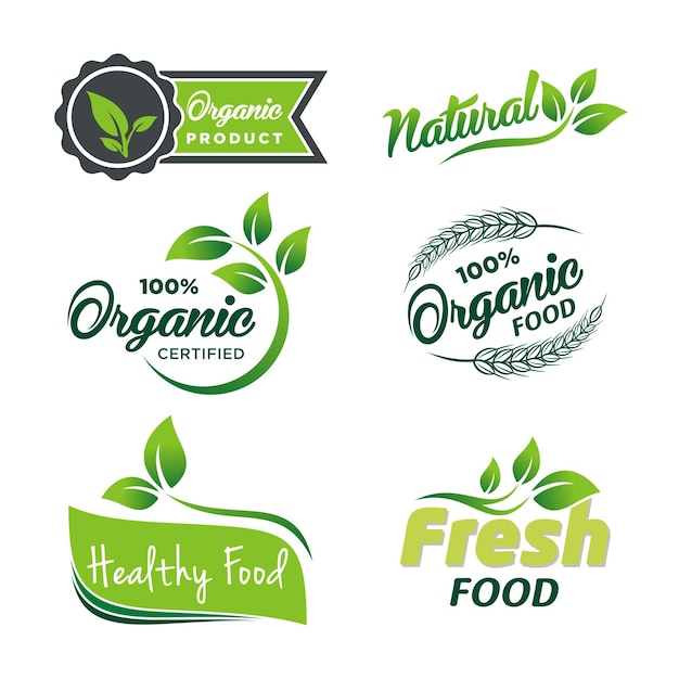 Logos y etiquetas de alimentos orgánicos