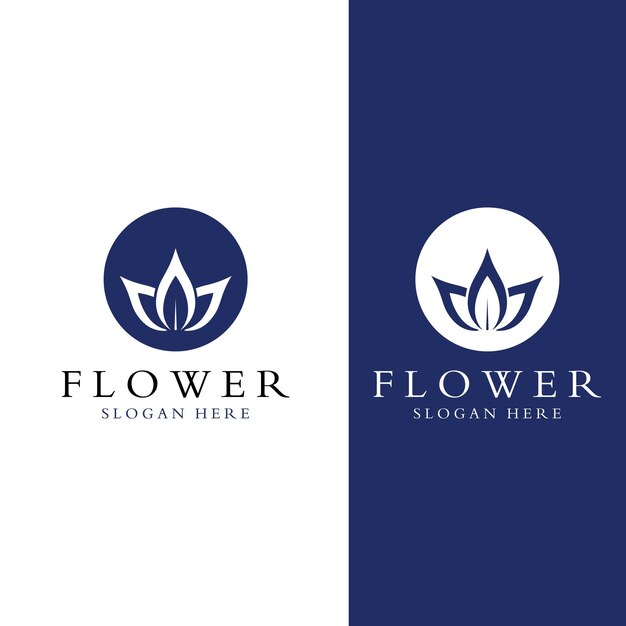 Logos de flores rosas flores de loto y otros tipos de flores Usando el concepto de diseño de una plantilla de ilustración vectorial