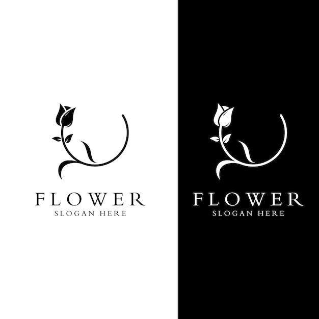 Logos de flores rosas flores de loto y otros tipos de flores usando el concepto de diseño de una plantilla de ilustración vectorial