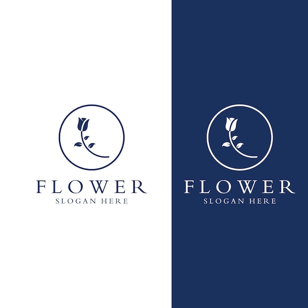 Logos de flores rosas flores de loto y otros tipos de flores Usando el concepto de diseño de una plantilla de ilustración vectorial