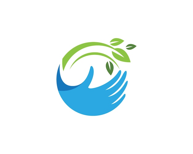 Logos de icono de vector de elemento de naturaleza ecología de hoja de árbol verde