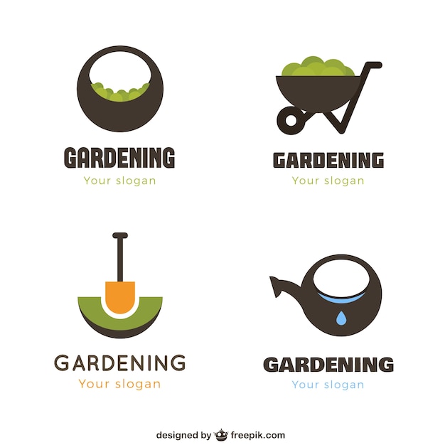 Vector logos de jardinería geométricos