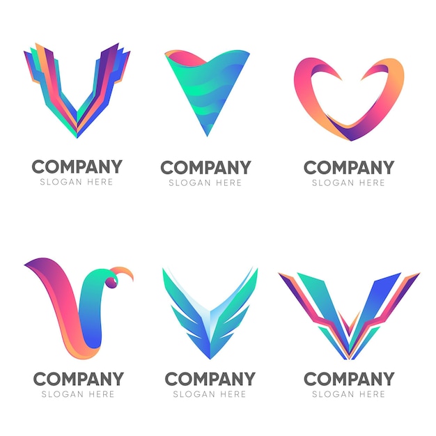 Vector logos de la letra v mayúscula de la empresa degradado