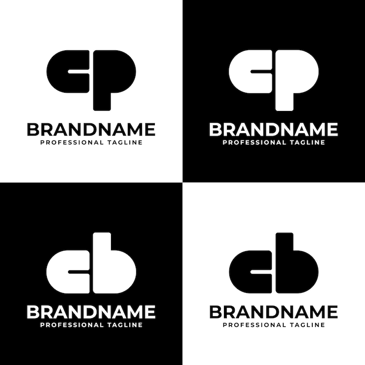 Vector logos de letras cp o cb monograma conjunto para cualquier negocio con las iniciales cb bc cp o pc