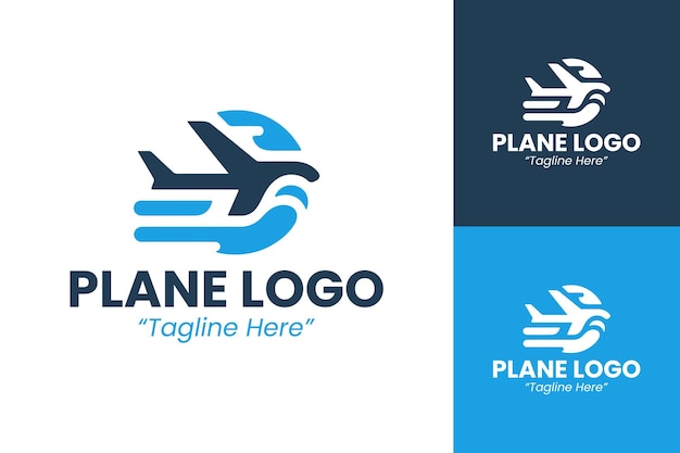 Logos de marca de aerolíneas en azul para la identidad de la industria de la aviación y los servicios de viajes