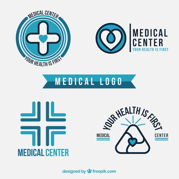 Vector logos médicos azules