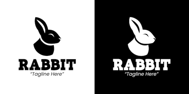Logos modernos de conejo en blanco y negro para una fuerte identidad de marca empresarial