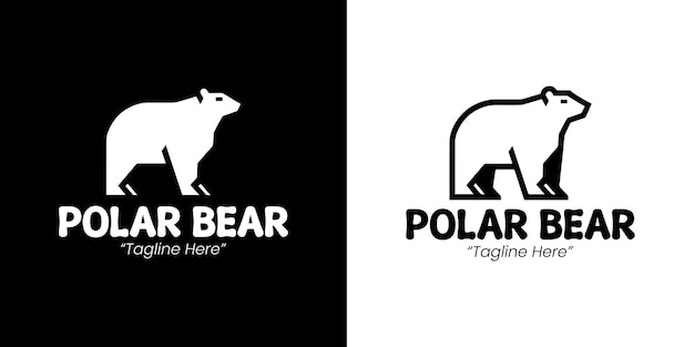 Logos modernos de osos polares con estilo simple en blanco y negro para la marca