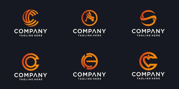 Logos de monograma de círculo con diseño de logotipo de letra inicial abstracto