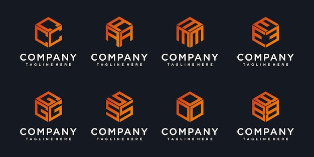 Logos de monograma hechos de cubos con diseño de logotipo de letra inicial abstracto