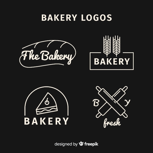 Logos de panadería en arte lineal