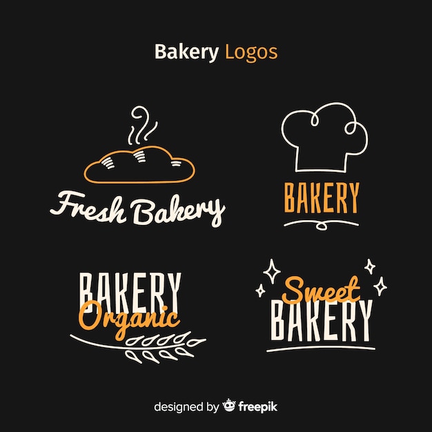 Logos de panadería dibujados a mano