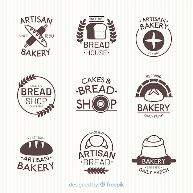 Vector logos de panadería en diseño plano