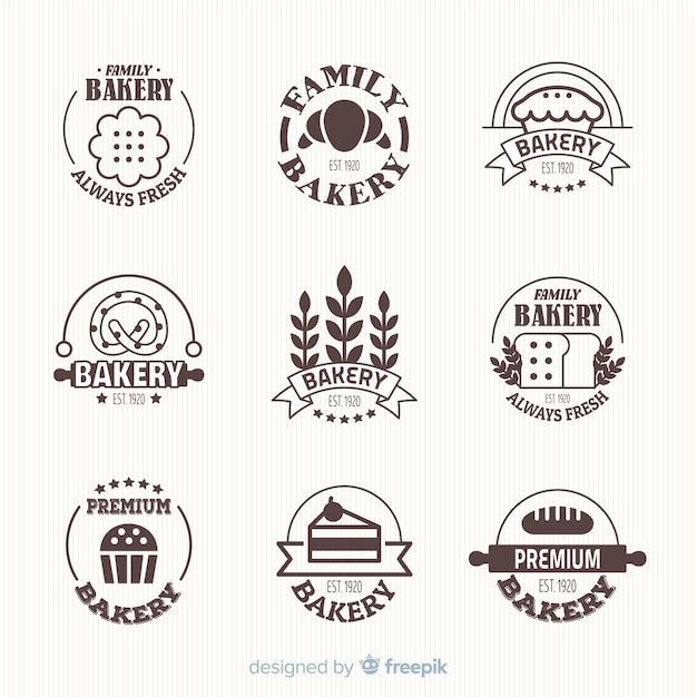 Logos de panadería en diseño plano