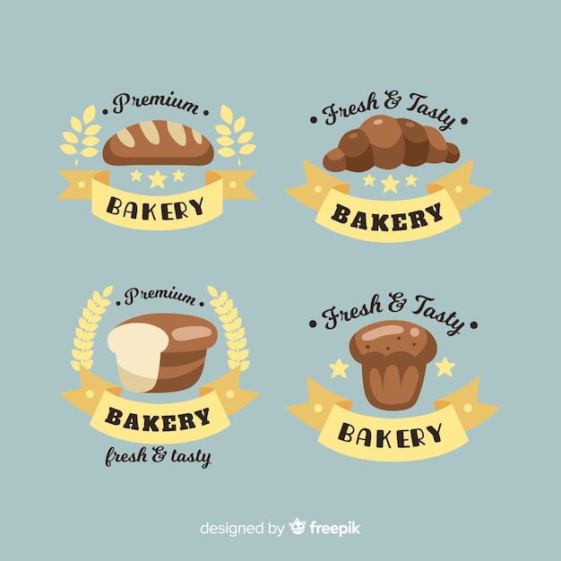 Logos de panadería en diseño plano