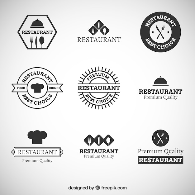 Vector logos de restaurante modernos negro