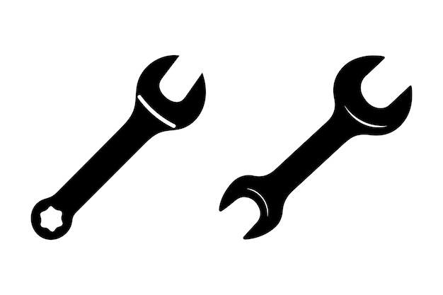 Logos de silueta de llave minimalista conjunto vectorial de herramientas en blanco y negro