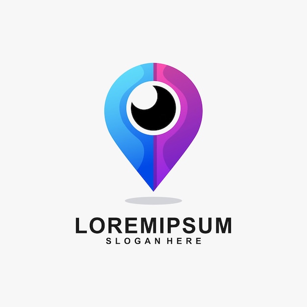 Logos de ubicación y combinación de ojos