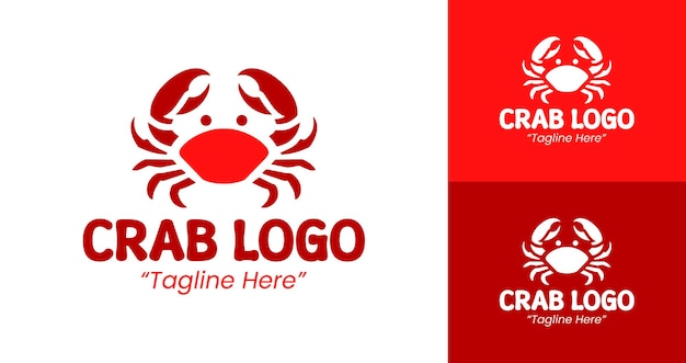 Logos únicos y modernos de cangrejo en rojo audaz para negocios creativos e identidad de marca