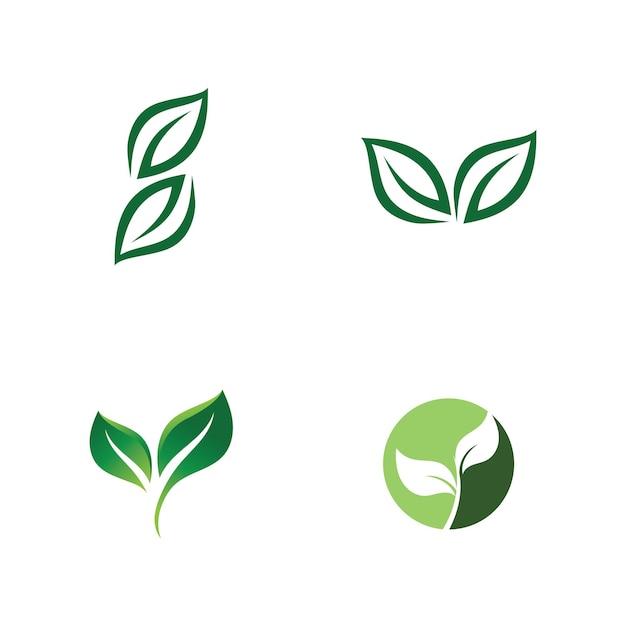 Logos de vector de elemento de naturaleza de ecología de hoja de árbol verde