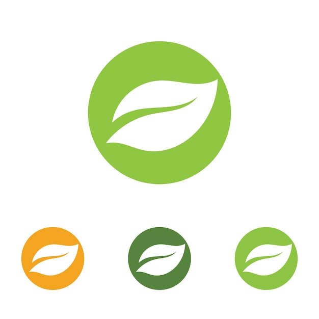 Logos de vector de elemento de naturaleza de ecología de hoja de árbol verde