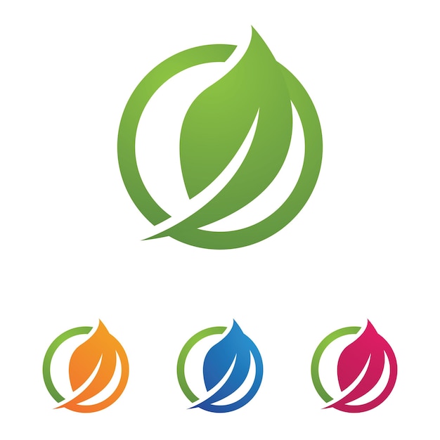 Logos de vector de elemento de naturaleza de ecología de hoja de árbol verde