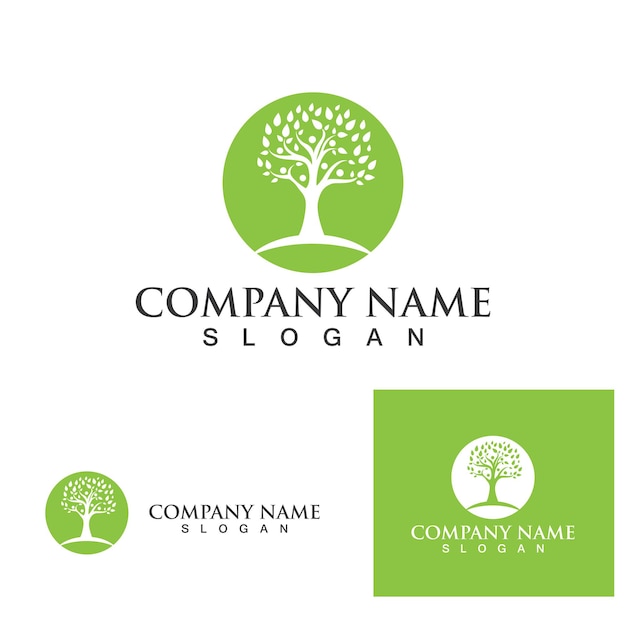 Logos de vector de elemento de naturaleza de ecología de hoja de árbol verde