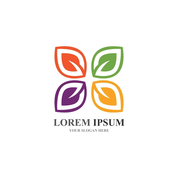 Logos de vector de elemento de naturaleza de ecología de hoja de árbol verde