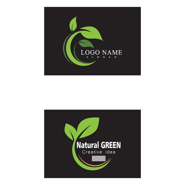 Logos de vector de elemento de naturaleza de ecología de hoja verde