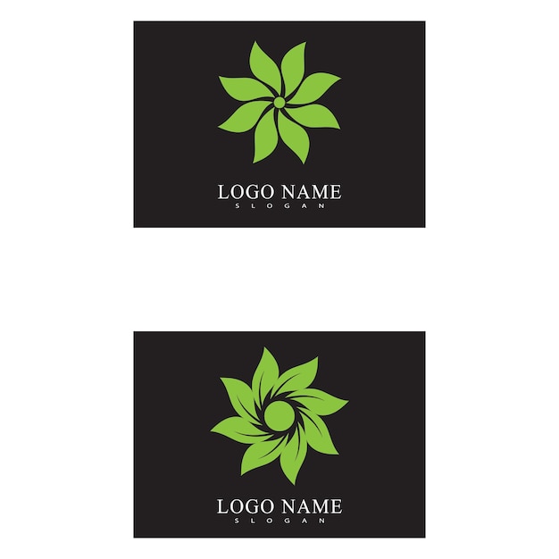 Logos de vector de elemento de naturaleza de ecología de hoja verde