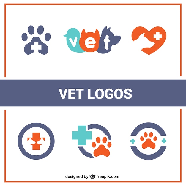 Vector logos de veterinario planos