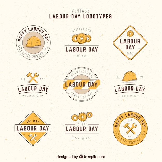 Logos vintage del día del trabajador