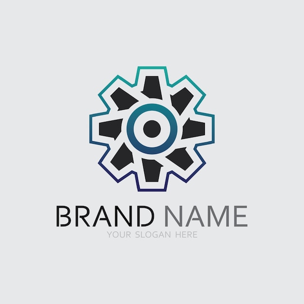 Logotecnología vectorial Tecnología digital Modelo de logotipo de negocio Ilustración conceptual Signo de fábrica electrónica de engranajes Símbolo de tecnología de la rueda Cog Emblema de SEO Elemento de diseño