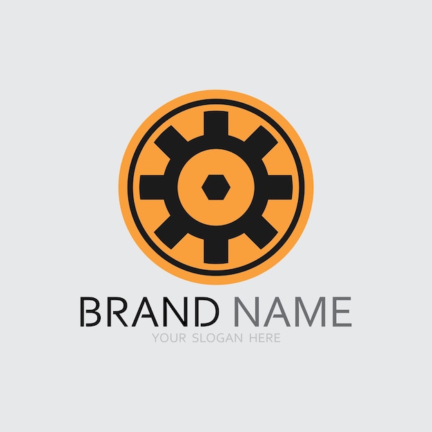 Logotecnología vectorial Tecnología digital Modelo de logotipo de negocio Ilustración conceptual Signo de fábrica electrónica de engranajes Símbolo de tecnología de la rueda Cog Emblema de SEO Elemento de diseño