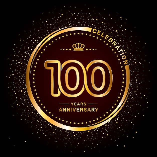 Logotipo del 100.º aniversario con estilo de número de doble línea y anillo de color dorado