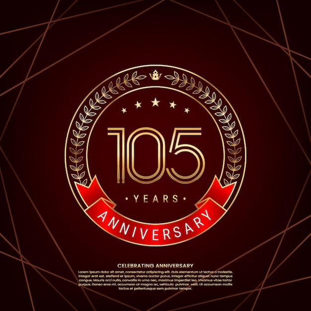 Logotipo del 105 aniversario con corona de laurel dorada y número de doble línea