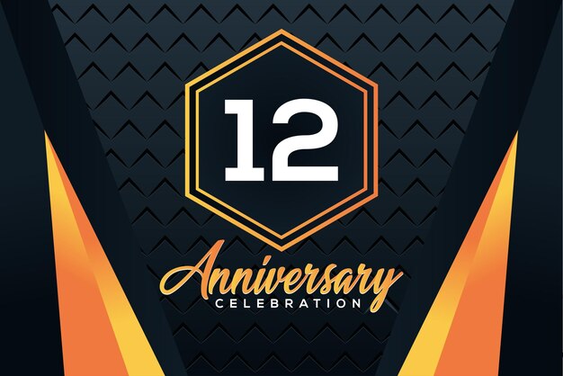Logotipo del 12º aniversario con números de color naranja con diseño de vector de número blanco